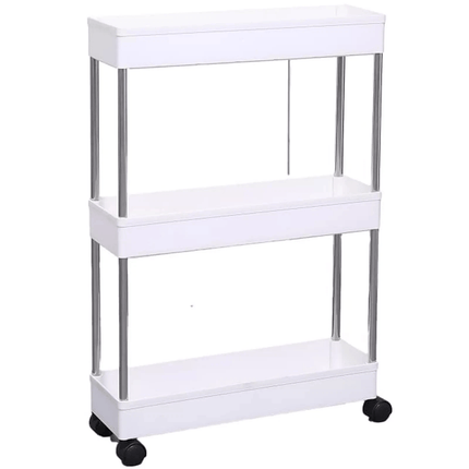 Slim Trolley Kitchen Bathroom Slider Storage Spice Rack Holder Shelf on Wheels Space Saving Rolling Organizer for Home Laundry Utility Room