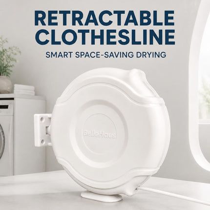 12M Retractable Clothes Line 15KG Heavy Duty Single Washing Line Wall Mounted Extendable Dryer