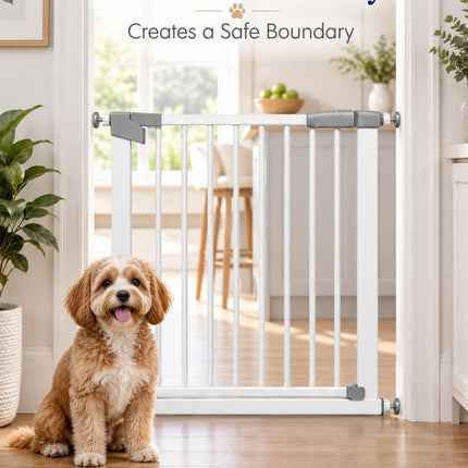 Large Baby Gate for Stairs & Doorways Pressure Mounted Auto Closing Safety Gate Double Lock Steel