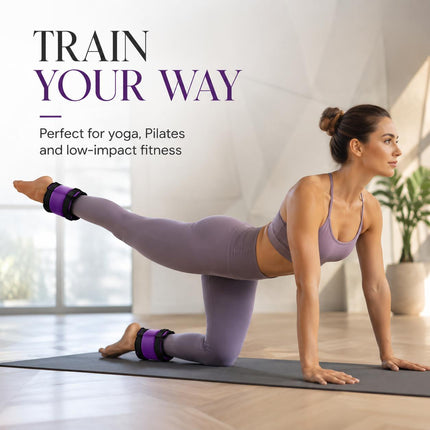 Ankle Wrist Weights Pair Purple Adjustable Leg Weights Straps for Walking Running Yoga Gym Fitness Training Home Workout 0.5kg-3kg