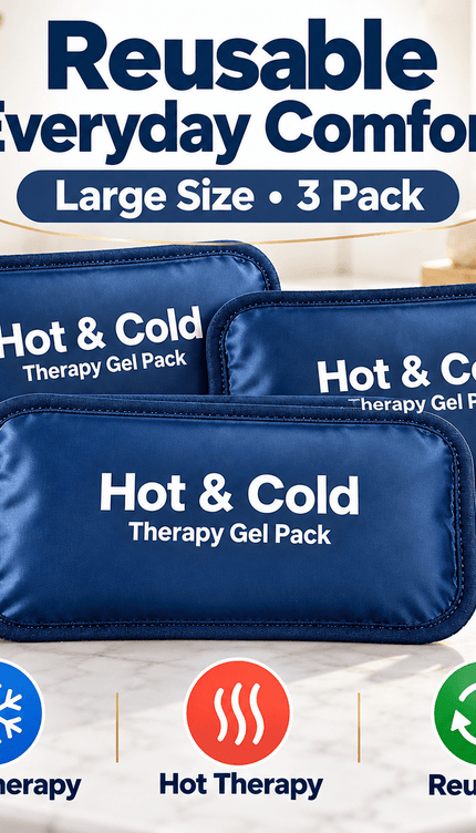 3 Pack Large Reusable Hot & Cold Gel Packs Compress Shoulder Knee Back Elbow Ankle