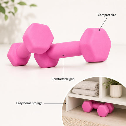 Neoprene Dumbbells Set Of 2 – Durable Iron Hand Weights with Anti-Slip Grip for Home Gym, Aerobic Workout & Fitness Training