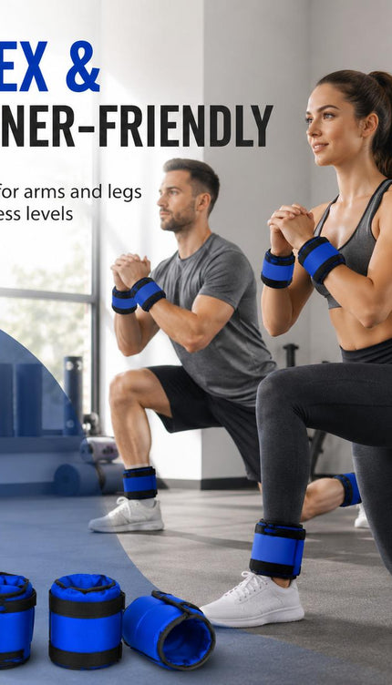 Blue Adjustable Ankle & Wrist Weights – Pair (0.5kg–3kg)