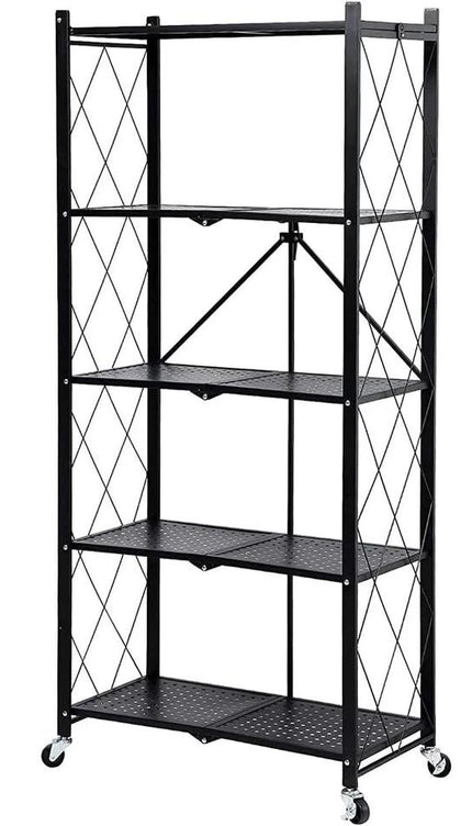 Extra Large Folding Storage Rack – Freestanding Shelves, Black