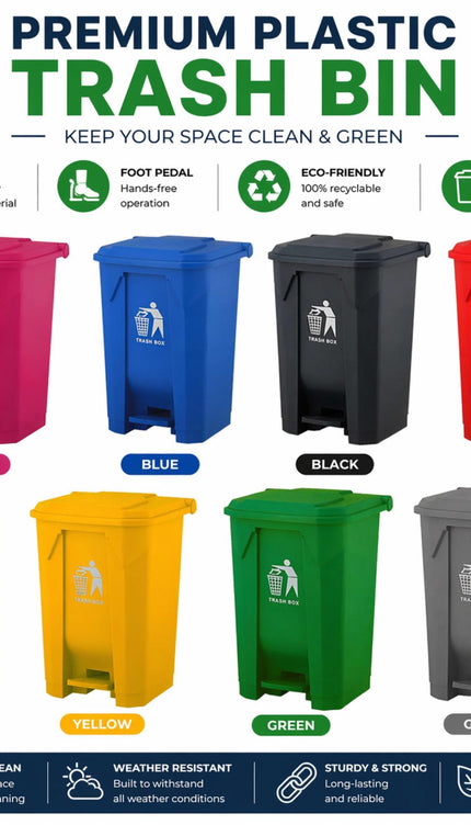 Slim Pedal Bin BPA-Free Plastic Kitchen Bathroom Trash