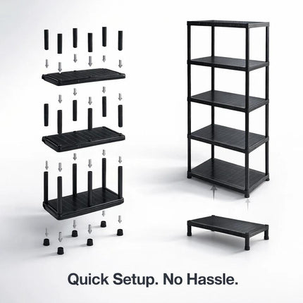 5-Tier Plastic Shelving Unit – Black