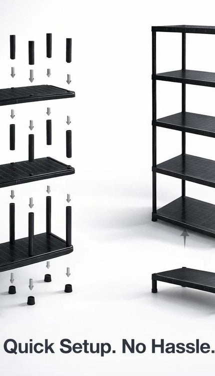 5-Tier Plastic Shelving Unit – Black