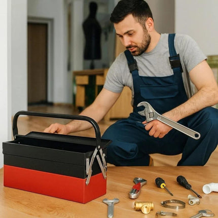 Tool Box Heavy Duty Metal Cantilever 3 Tray Storage Large ToolBox 20kg Capacity