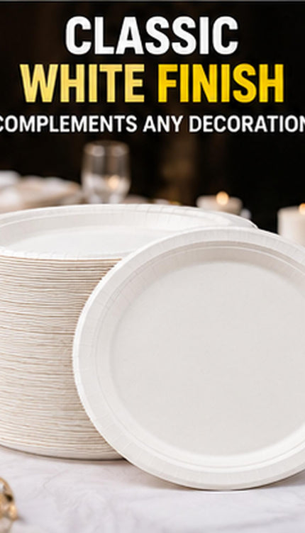 50 Pack Disposable Plates , Biodegradable Sugarcane for Parties, BBQs & Picnics, Choice of 7, 9 or 10 Inch