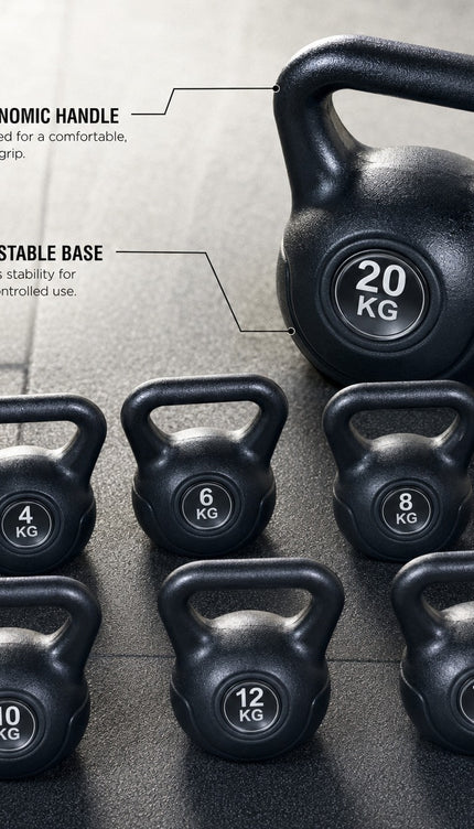 Vinyl Coated Kettlebell Weight for Home Exercise Strength Training & Fitness Workouts, 4KG-20KG Options