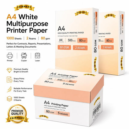 A4 Printer Paper White 70gsm/80gsm Multipurpose Copier Paper, 500 Sheets Per Ream, Inkjet Laser Printer Paper for Home Office School Printing