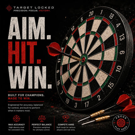 17" Double Sided Dart Board Set with 6 Darts for Indoor Play Classic Round Target Game for Family Fun & Parties Easy to Hang & Clear Scoring Layout