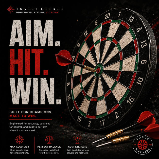 17" Double Sided Dart Board Set with 6 Darts for Indoor Play Classic Round Target Game for Family Fun & Parties Easy to Hang & Clear Scoring Layout