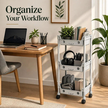 3/4 Tier Slim Trollrey Storage Cart Wheels Space Saving Kitchen Bathroom Utility Organizer Shelf Rack