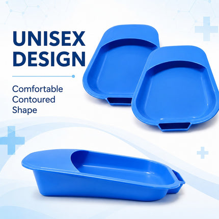 Unisex Bed Pan with Handle 32cm Portable Toilet Urinal for Elderly, Disabled & Bedridden Patients Spill-Resistant Commode