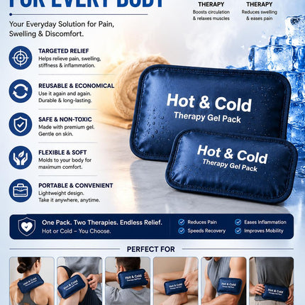 Reusable Hot Cold Gel Pack with Adjustable Strap Microwaveable Freezable Ice Pack for Pain Relief Use