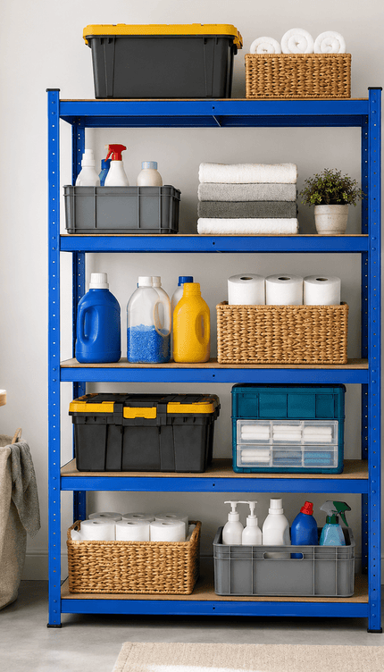 5 Tier Blue Galvanised Steel Shelving Unit 150 x 70 x 30cm, Heavy Duty Adjustable Storage Rack for Garage, Workshop, Warehouse & Home Organisation, Pack of 1