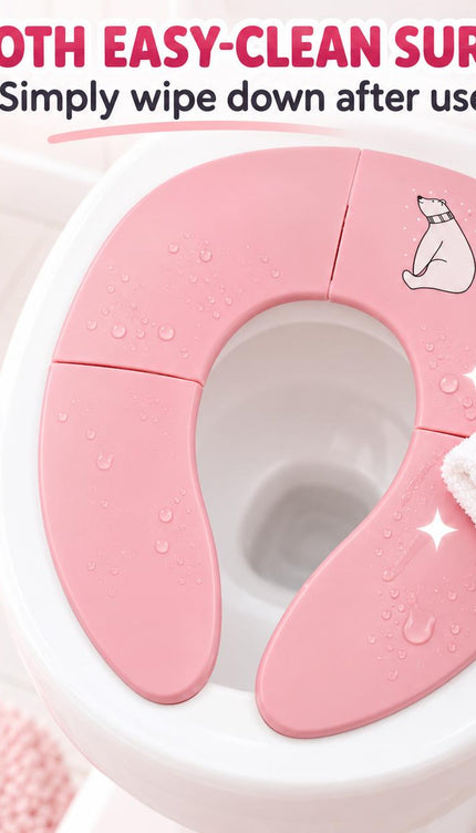 Folding Potty Training Seat for Toddlers, Portable Kids Toilet Trainer with Non Slip Design, Compact Travel Toilet Seat for Boys & Girls, Pink