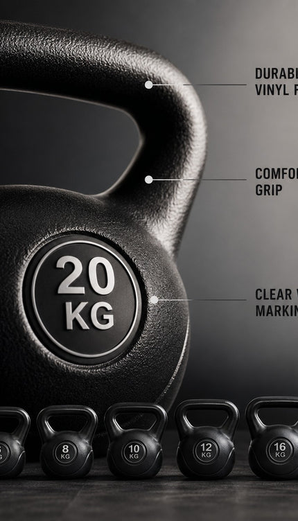 Vinyl Coated Kettlebell Weight for Home Exercise Strength Training & Fitness Workouts, 4KG-20KG Options