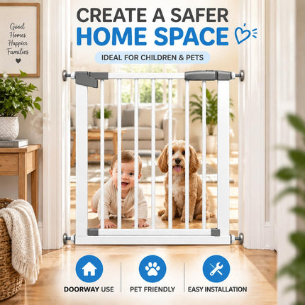 Auto-Close Baby & Pet Safety Gate | Pressure Fit Steel Stair Gate 69.5–76cm