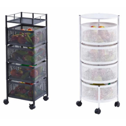 Rotating Storage Rack Trolley Cart – 360° Kitchen & Bathroom Organizer with Wheels