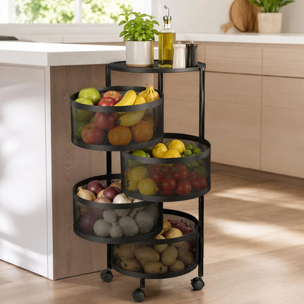 5 Tier Round Rotating Storage Trolley