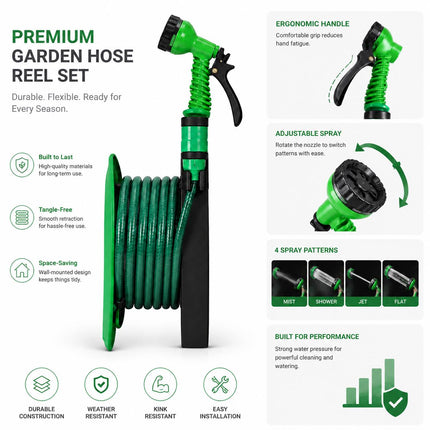 10m Garden Hose Reel Set