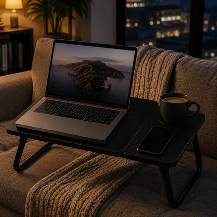 Foldable Laptop Table Portable Bed Sofa Tray with Cup Holder for Notebook Home Office Reading & Breakfast