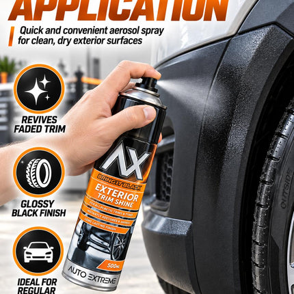 Plastic Trim Restorer Spray 500ml Black Shine Tyre Dressing Aerosol Car Bumper Detailer Pack 1 or 2