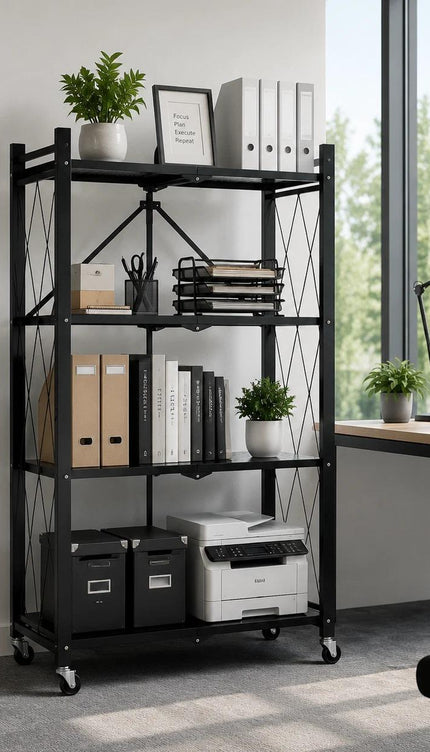 Large Folding Storage Shelf Rack – Portable Organiser for Garage, Kitchen & Pantry