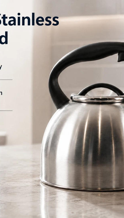 2.8L Stainless Steel Whistling Kettle Stove Top Tea Coffee Water Boiler with Nylon Handle for Kitchen Camping Caravan Motorhome