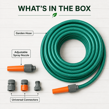 Garden Hose Pipe 12.5mm PVC Water Hose with Adjustable Spray Nozzle, Flexible Outdoor Watering Hose for Garden, Patio & Cleaning