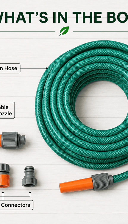 Garden Hose Pipe 12.5mm PVC Water Hose with Adjustable Spray Nozzle, Flexible Outdoor Watering Hose for Garden, Patio & Cleaning