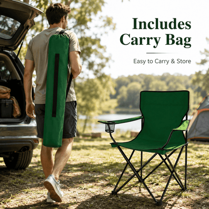 Portable Folding Camping Chair, Lightweight Polyester & Steel Outdoor Chair for Garden, Beach & Picnic