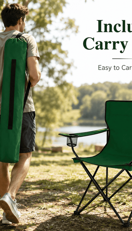 Portable Folding Camping Chair, Lightweight Polyester & Steel Outdoor Chair for Garden, Beach & Picnic