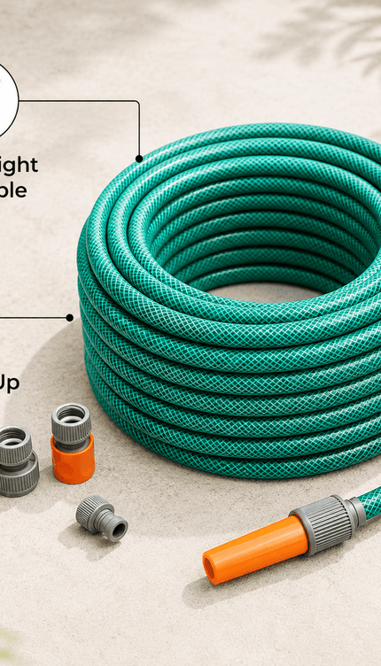 Garden Hose Pipe 12.5mm PVC Water Hose with Adjustable Spray Nozzle, Flexible Outdoor Watering Hose for Garden, Patio & Cleaning