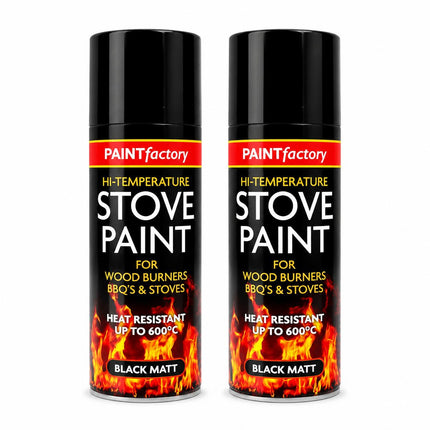 400ml Stove Spray Paint Black Matt | Heat Resistant Paint for Wood Burners Fireplaces BBQs & Metal Surfaces