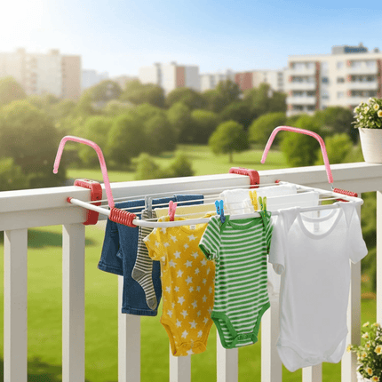 Radiator Laundry Airer Dryer Rack 5 Bar Folding Clothes Towel Washing Rack 3M Portable Hanging Drying Rack for Home Bathroom Indoor Laundry Use