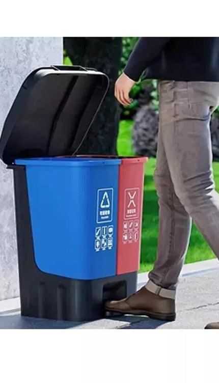20L Double Compartment Recycling Pedal Bin – Blue & Red