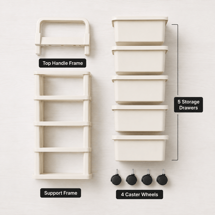 Storage Trolley Drawer Cabinet with Wheels, Multi-Tier Rolling Storage Organiser for Kitchen, Bathroom, Bedroom, Home Office, Utility Room and Salon
