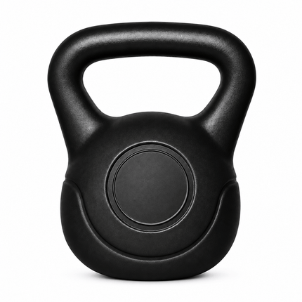 8KG Kettlebell Fitness Weight, Black Vinyl Coated Cement Home Gym Workout Weight with Ergonomic Handle