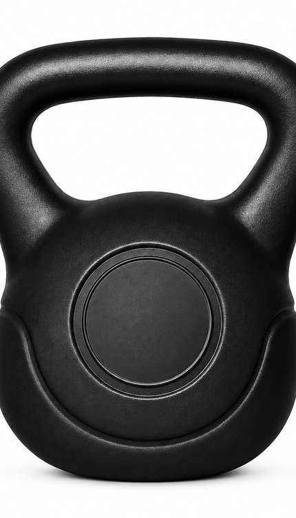 8KG Kettlebell Fitness Weight, Black Vinyl Coated Cement Home Gym Workout Weight with Ergonomic Handle