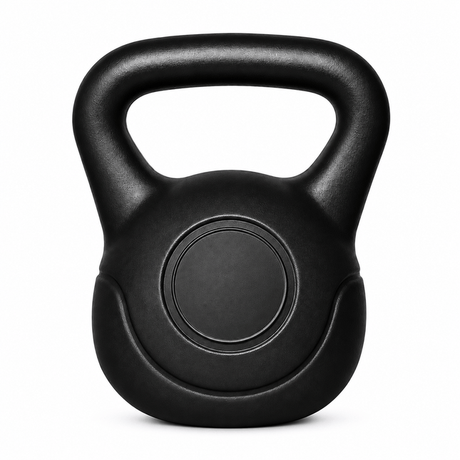 8KG Kettlebell Fitness Weight, Black Vinyl Coated Cement Home Gym Workout Weight with Ergonomic Handle
