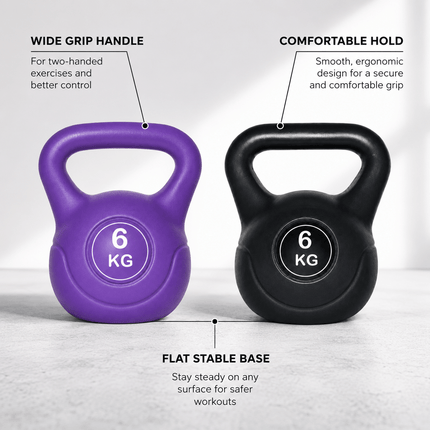 6KG Vinyl Coated Cast Iron Kettlebell Weight for Home Gym, Strength Training, Weightlifting, Cardio and Full Body Fitness Workouts