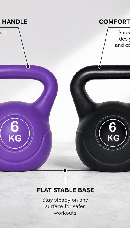 6KG Vinyl Coated Cast Iron Kettlebell Weight for Home Gym, Strength Training, Weightlifting, Cardio and Full Body Fitness Workouts