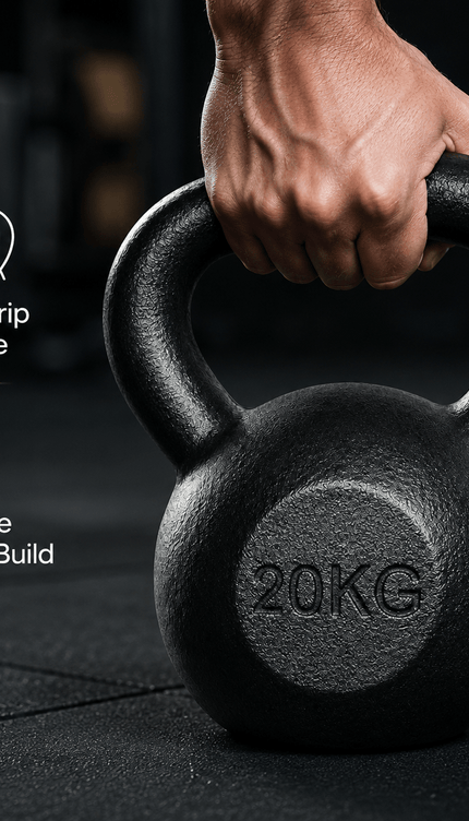 20kg Cast Iron Kettlebell, Black Strength Training Weight with Flat Base for Home Gym Workouts