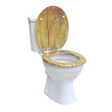 18 Inch Universal Bathroom MDF Toilet Seat Wooden WC Seat with Easy Fit Design and Fittings Durable Comfortable Smooth Finish Replacement Accessory