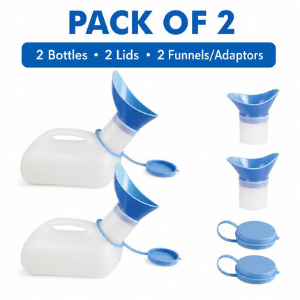 Unisex Portable Urinal Bottle 1L with Lid & Funnel Reusable Travel Pee Container for Patients, Elderly, Camping & Emergency Use