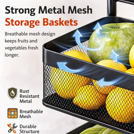 Rotating Storage Rack Trolley Cart – 360° Kitchen & Bathroom Organizer with Wheels