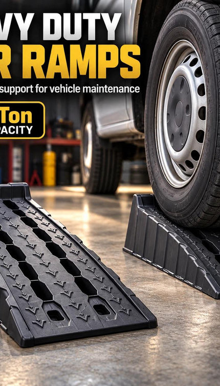 3 Ton Plastic Car Ramps – 2-Piece Stackable Set, Anti-Slip